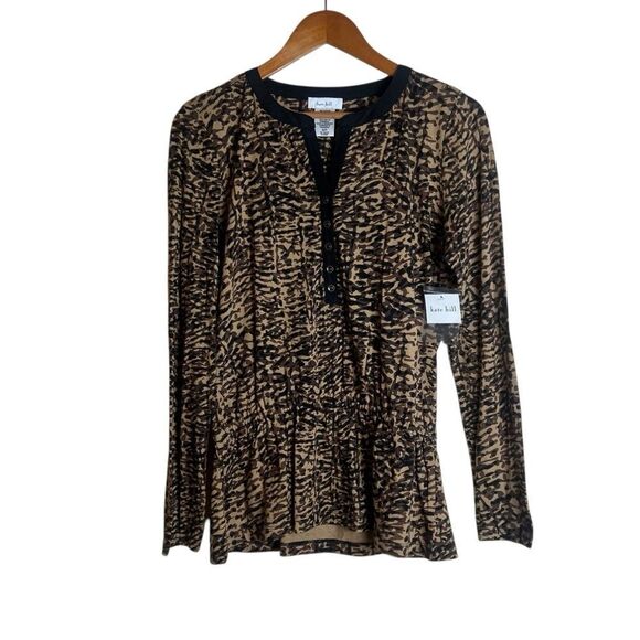 NWT! Kate Hill cheeta print peplum top. Size small - Picture 1 of 7